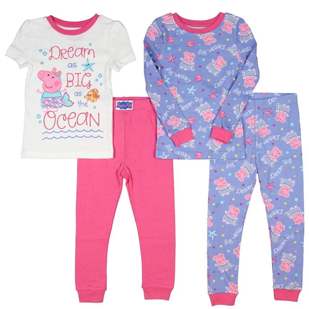 Peppa Pig Peppa Pig Toddler Girls Pajamas Dream Big 4pc Mix and Match Sleepwear Set (5T
