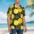 thumbnail image 5 of Xecao Geometric Pattern with Bee print Hawaiian shirt - a stylish short-sleeve button-down for men, perfect for casual beach and tropical outings., 5 of 9