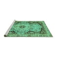 thumbnail image 2 of Ahgly Company Machine Washable Indoor Round Oriental Turquoise Blue Traditional Area Rugs, 8' Round, 2 of 4