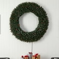 thumbnail image 5 of Nearly Natural Large Christmas PVC Flocked Clear Prelit LED Corded Wreath, 60" (Green), 5 of 7