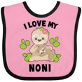 thumbnail image 3 of Inktastic Cute Sloth I Love My Noni with Green Leaves Boys or Girls Baby Bib, 3 of 4
