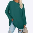 thumbnail image 4 of NINGMENG Hauts pour Femmes Couleur Unie Col Rond Manches Longues Tricotés Légers Chandail T-Shirts Extérieur, Vert, TG, 4 of 8