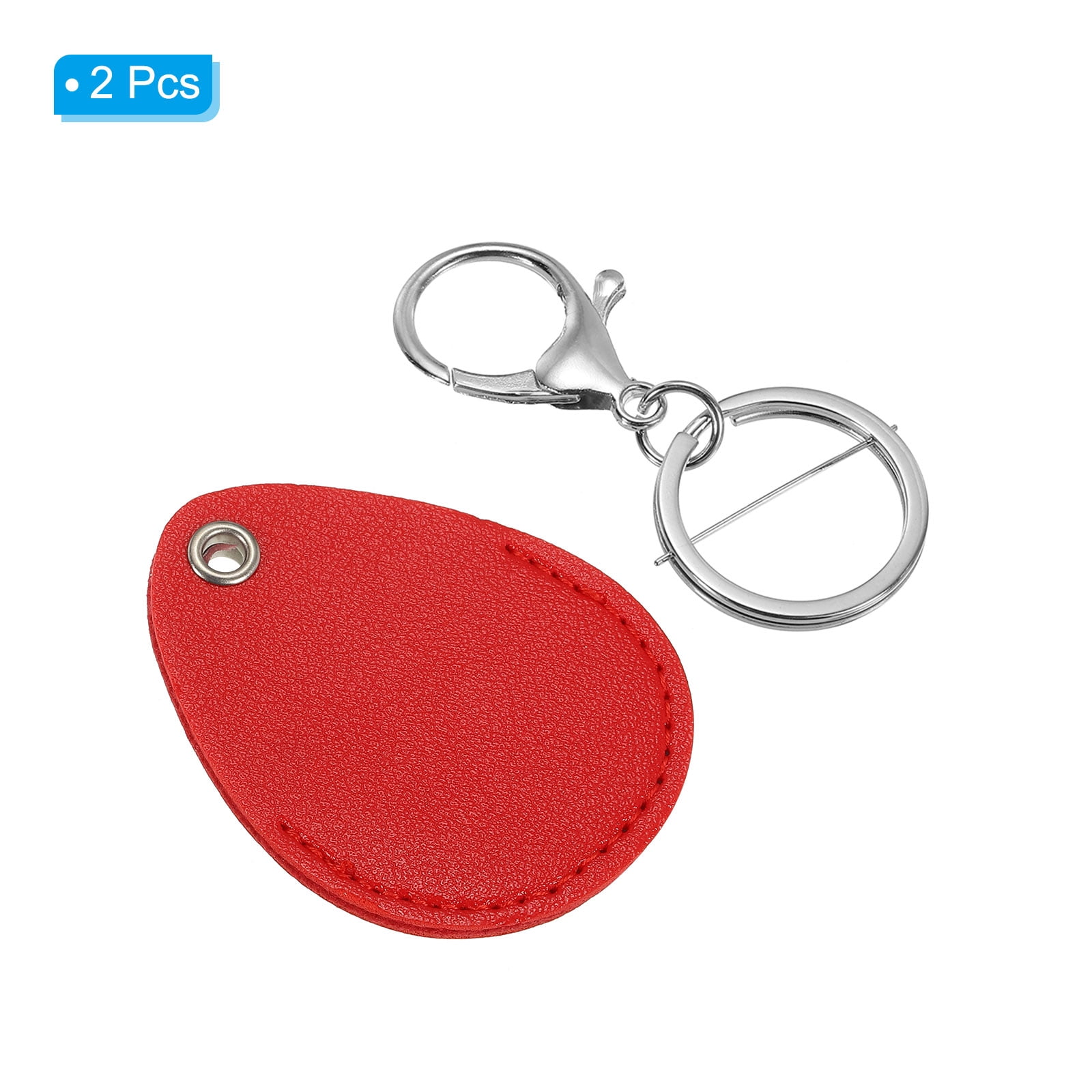 Unique Bargains Leather Key Fob, PU Leather Key Fobs with Key Rings Keychain Holder Red