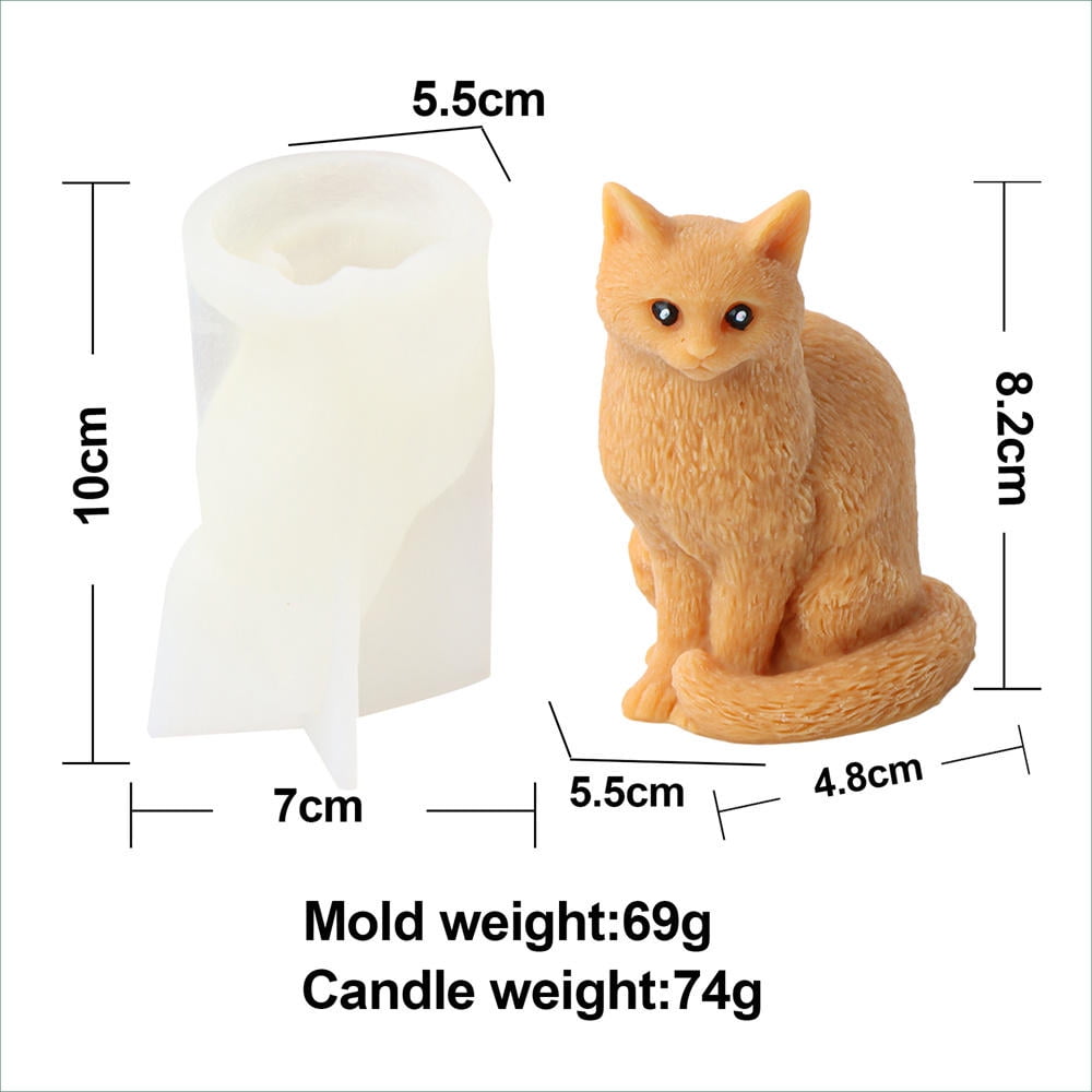 3D Statue Pet Candle Silicone Mold DIY Animal Cat Dog Handmade Soap Gypsum  Resin Fondant Baking Mould Home Decor Gifts 