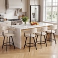 thumbnail image 6 of Zesthouse 26" Counter Height Swivel Barstools, Linen Upholstered Bar Stools Set of 2, Metal Base, Beige, 6 of 12