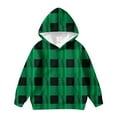thumbnail image 2 of Girls And Boys Autumn And Winter Color Round Neck Long Sleeved Pocket Sports Casual Children Hooded Sweatshirt,children's checkered sweatshirt features regular sleeves, a hooded collar and pockets, 2 of 4