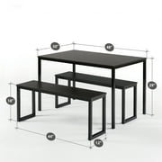 Zinus Louis 48 Espresso Metal Frame Dining Table with Benches, 3 Piece Indoor Dining Set