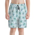 thumbnail image 2 of Cauagu Sea Turtle Print Swim Trunks for Men,Youth Boys Swim Shorts Compression Liner Beach Shorts Boys' Swimming Shorts 7-20 Years Bathing Suit-Small, 2 of 7