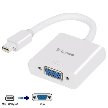 Costech Mini DisplayPort to VGA Output, (Thunderbolt Port Compatible) HD 1080p TV AV HDTV Video Cable Converter Adapter Plug and Play for Mac Book Air