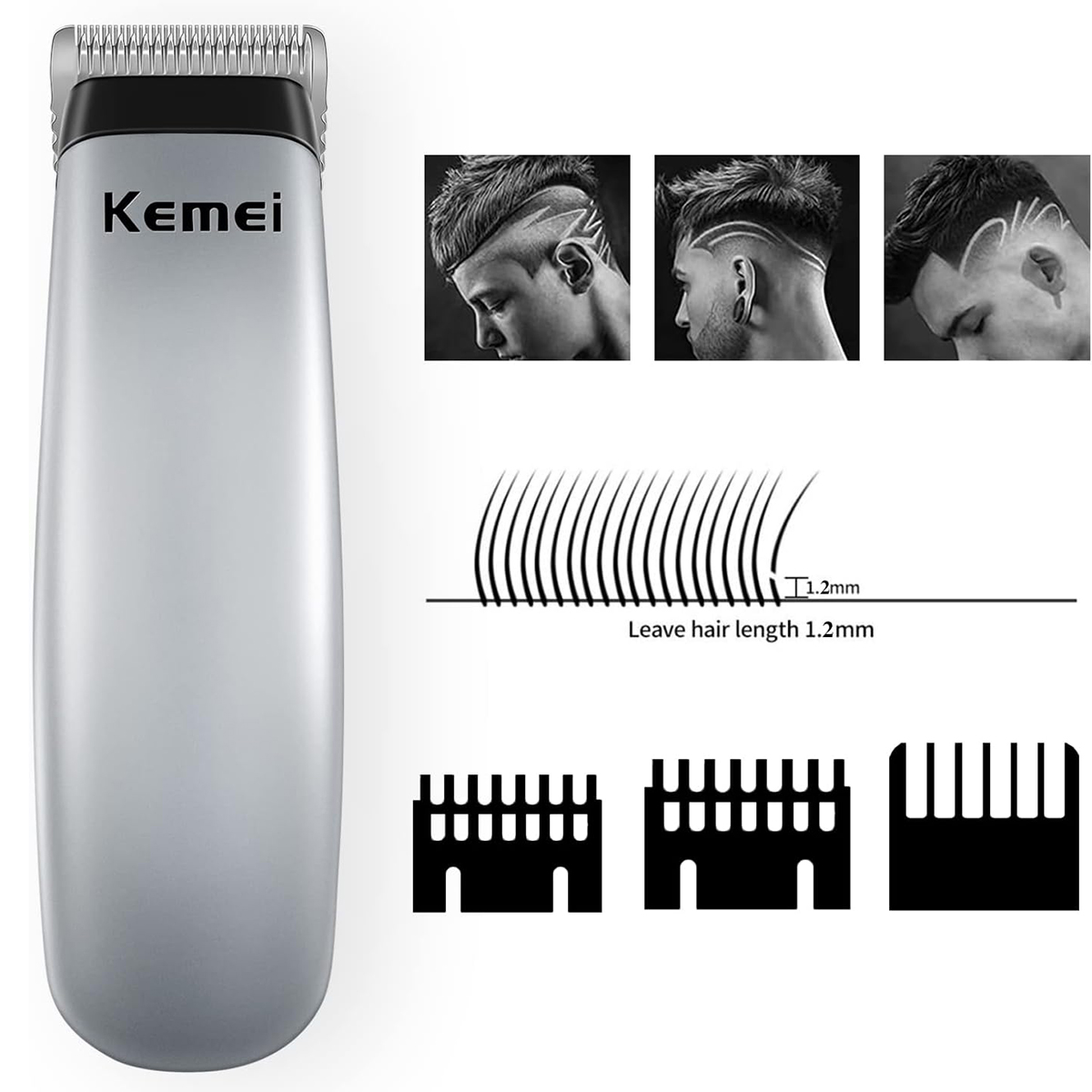 Kemei Mini Cordless Beard Trimmer, Black photo 3