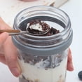 thumbnail image 3 of Copa De Avena Overnight Oats Cup Glass Sealed Mason Jar Vasos de ensalada con cuchara (Gris 350ml) Ndcxsfigh Libre de BPA, 3 of 9