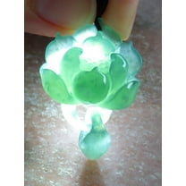 Certified Icy Green Burma Natural A Jade jadeite Pendant Lotus Flower Necklace W Ring 658359 TN