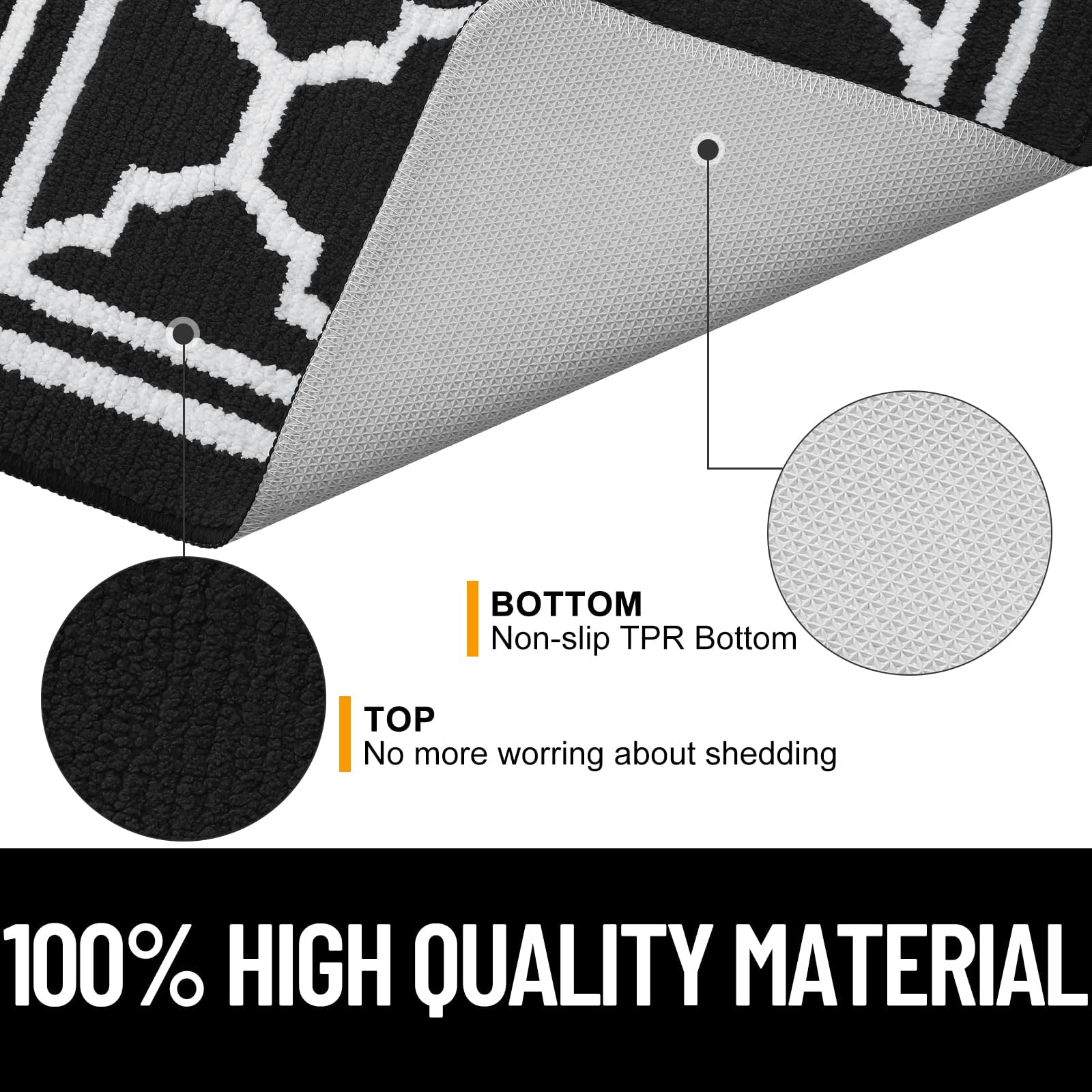 Buganda Door Mats Indoor, 32"×48", Water Absorbent Low Profile Anti-Slip Front Door Mat, Door Rugs for Entrance, Black