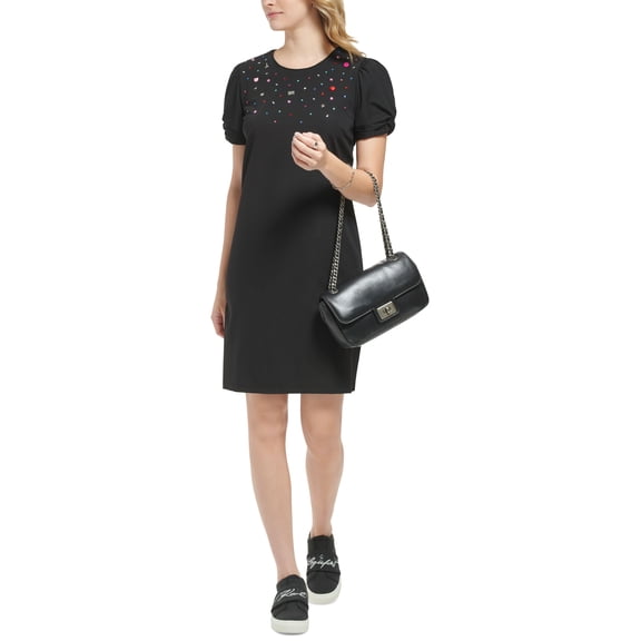 Women's Embellished Short-Sleeve Dress Black 10