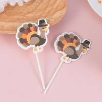COSMOBETTY Thanksgiving Cake Picks with Turkey Design for Party Cupcake Decoration Assorted Color Safe for Use 30pcs