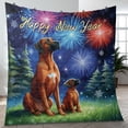 thumbnail image 4 of Happy New Year Rhodesian Ridgeback Family Cheer Winter Midnight Firework Quilt Blanket Ridgebacks Dog Lover Gifts Cozy Comforter Throw Blanket - 02025, 4 of 5