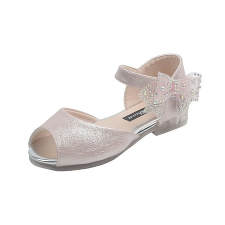 

Saving Clearance! Kukoosong Toddler Sandals Baby Girls Sandals Diamond Bow Princess Shoes Soft Sole Fish Mouth Sandals Pink 2-3 Years