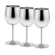 3x Stainless Steel Glasses, Double Wall Insulated, Metal Glass for , Camping, Red White Goblet - Unbreakable &