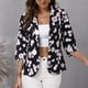 thumbnail image 1 of ICHUANYI Clearance Women's Check Print Slim Lapel Button Pocket Blazer Blazer Tops Blouse Coat(Black, L) ICHUANYI WER2023081207504, 1 of 8