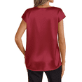 thumbnail image 5 of UVN Women Tops Summer Cap Short Sleeve Blouses Ladies V Neck Silk Satin Business Casual Shirts, 5 of 9