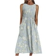 thumbnail image 2 of SMihono Robe Bohème d'Été pour Femmes Grande Taille Mode Robe Sans Manches à Col en V Décontractée à Imprimé avec Poches pour Femmes Printemps Été, 2 of 6