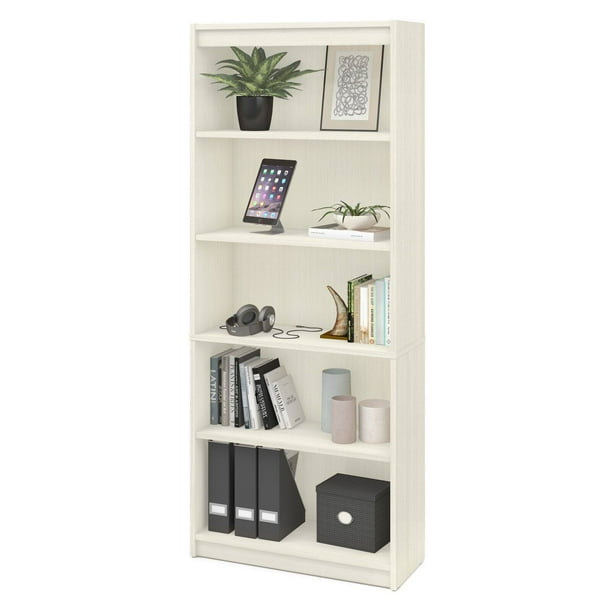 Bestar 6 Ft Standard Bookcase, 84 Inch Tall Bookcase White Gloss Black
