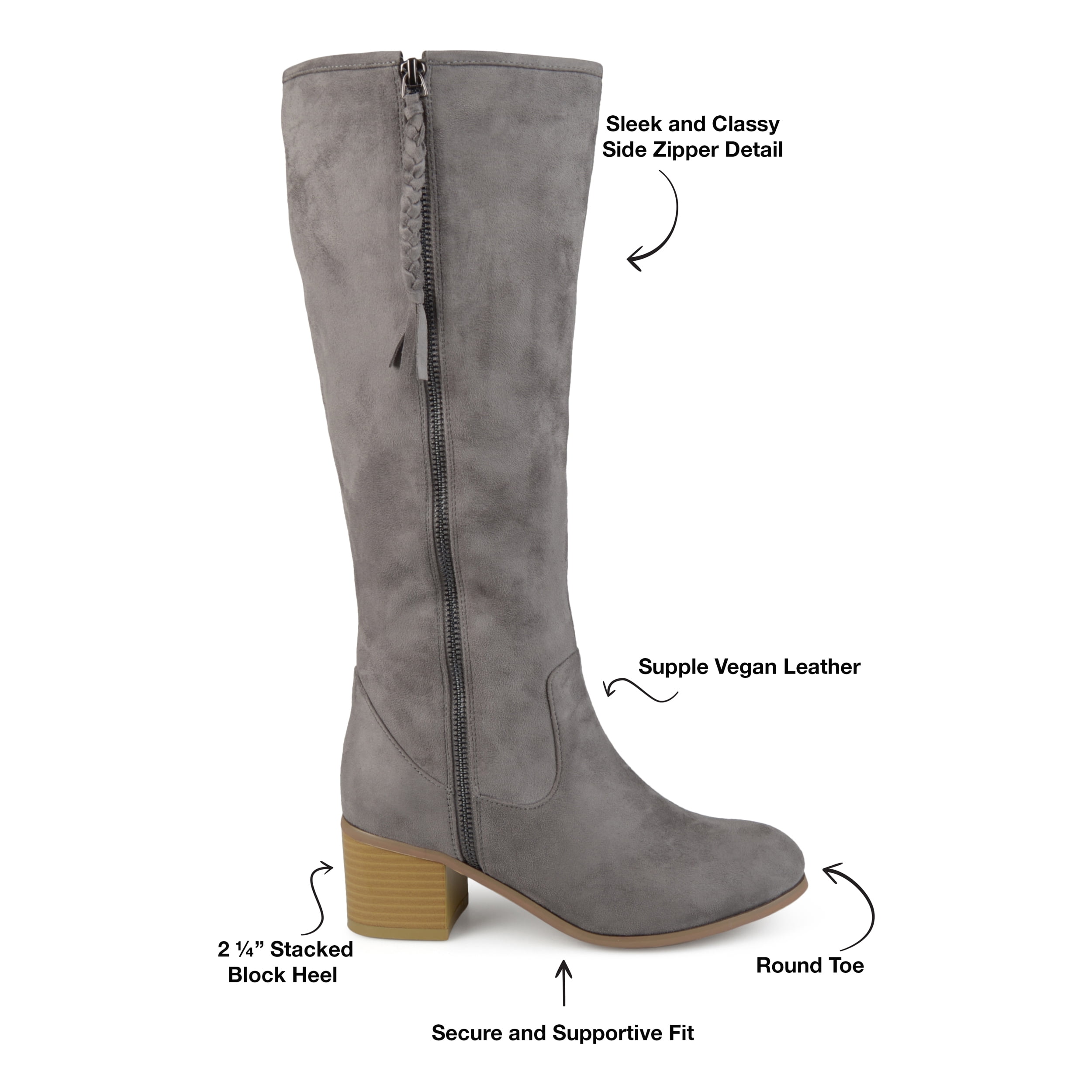 Journee Womens Sanora Stacked Heel Riding Boots