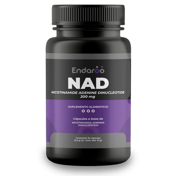ENDAROO NAD 200mg | Suplemento Alimenticio Antiaging | Con 60 Cápsulas | PURE NAD para alta biosdisponibilidad | PURE Nicotinamide Adenine Dinucleotide | Para 30 Dias