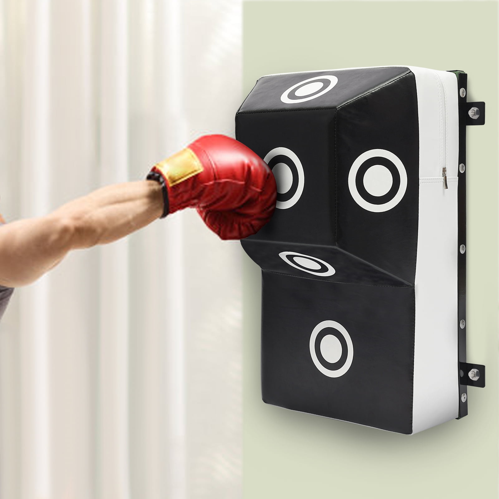 Punching Bag with Target Point, Wall Mount Uppercut Heavy Boxing Bag for MMA Training Black