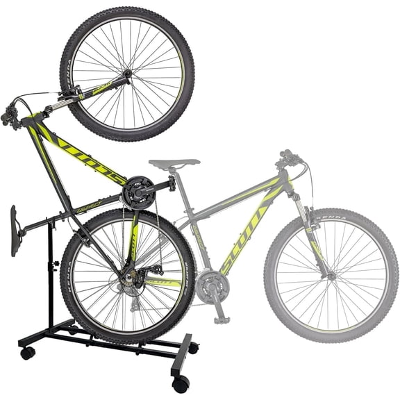 DQQKMM Vertical Bike Stand Movable with Casters, Freestanding Indoor Bike Storage Rack Upright Bicycle Floor Stand Indoor Bike Holder with Adjustable Height for Garage & Apartment