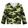thumbnail image 4 of dazeni Girl's Camo Print Long Sleeve Tee Shirt V Neck Fall Casual Tee Tops Loose Casual Tuinc Tops for Kids, 4 of 8