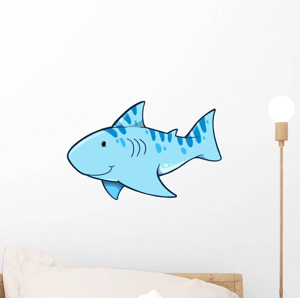 Cute Striped Baby Shark Wall Decal Sticker, Wallmonkeys Peel & Stick