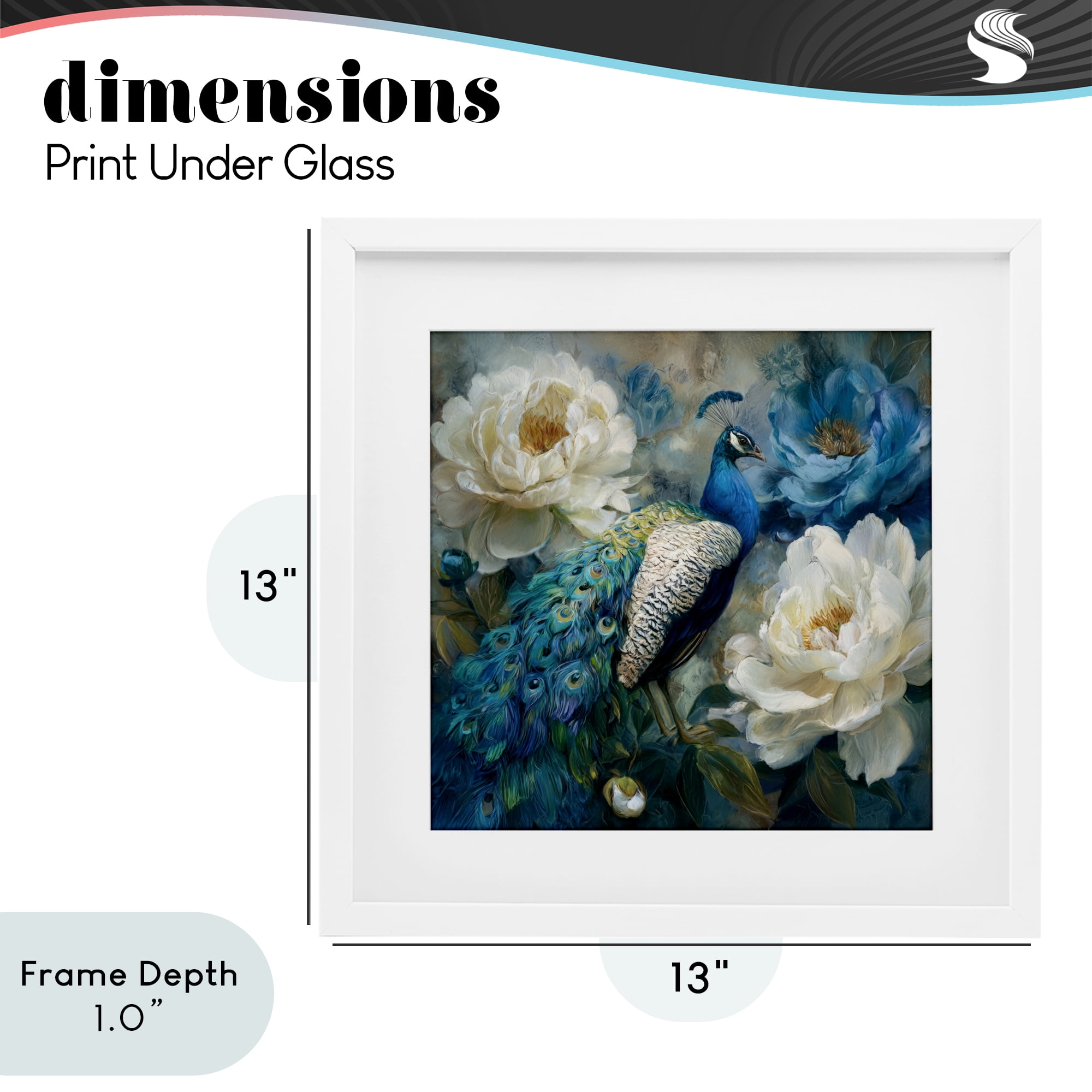 Stupell Industries Pretty Peony Peacock White Framed Print Under Glass, design by Tina LeCour