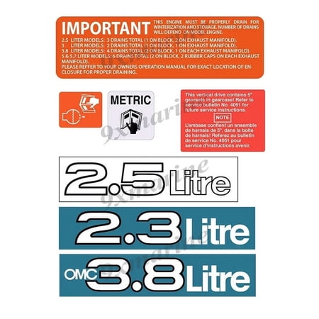 OMC Cobra and King Cobra Remastered Engine Stickers 2.3, 2.5 and 3.8 litre