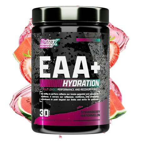 Nutrex Research EAA + Hydration  8g Essential Amino Acids Powder with BCAAs & Electrolytes  Strawberry Watermelon 30 Servings