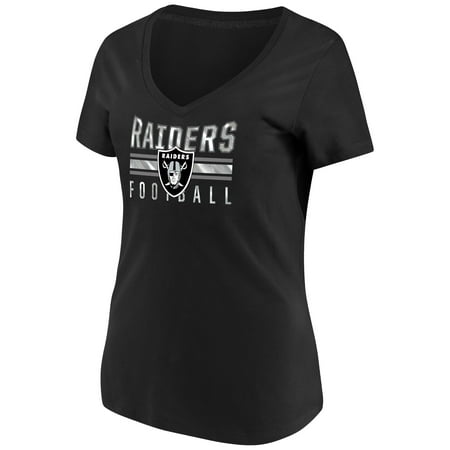 Oakland Raiders Revolution - Women's Majestic Black Oakland Raiders Game Day Style V-Neck T-Shirt