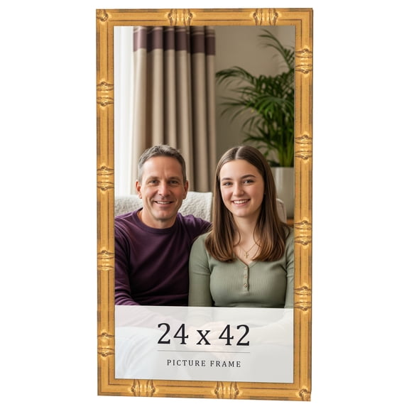 24x42 Frame Gold Bamboo Solid Wood Picture Frame | 1 Inch Moulding Width | Interior Frame Depth