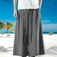 thumbnail image 2 of Mens Pants Summer Thin Loose Big Leg Wide Leg Large Solid Leisure Flare Trousers, 2 of 9