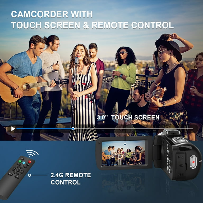 8K Video Camera Camcorder - 64MP, 18X Zoom, IR Night Vision, WiFi, 3" Flip Touch Screen, With 32GB SD Card