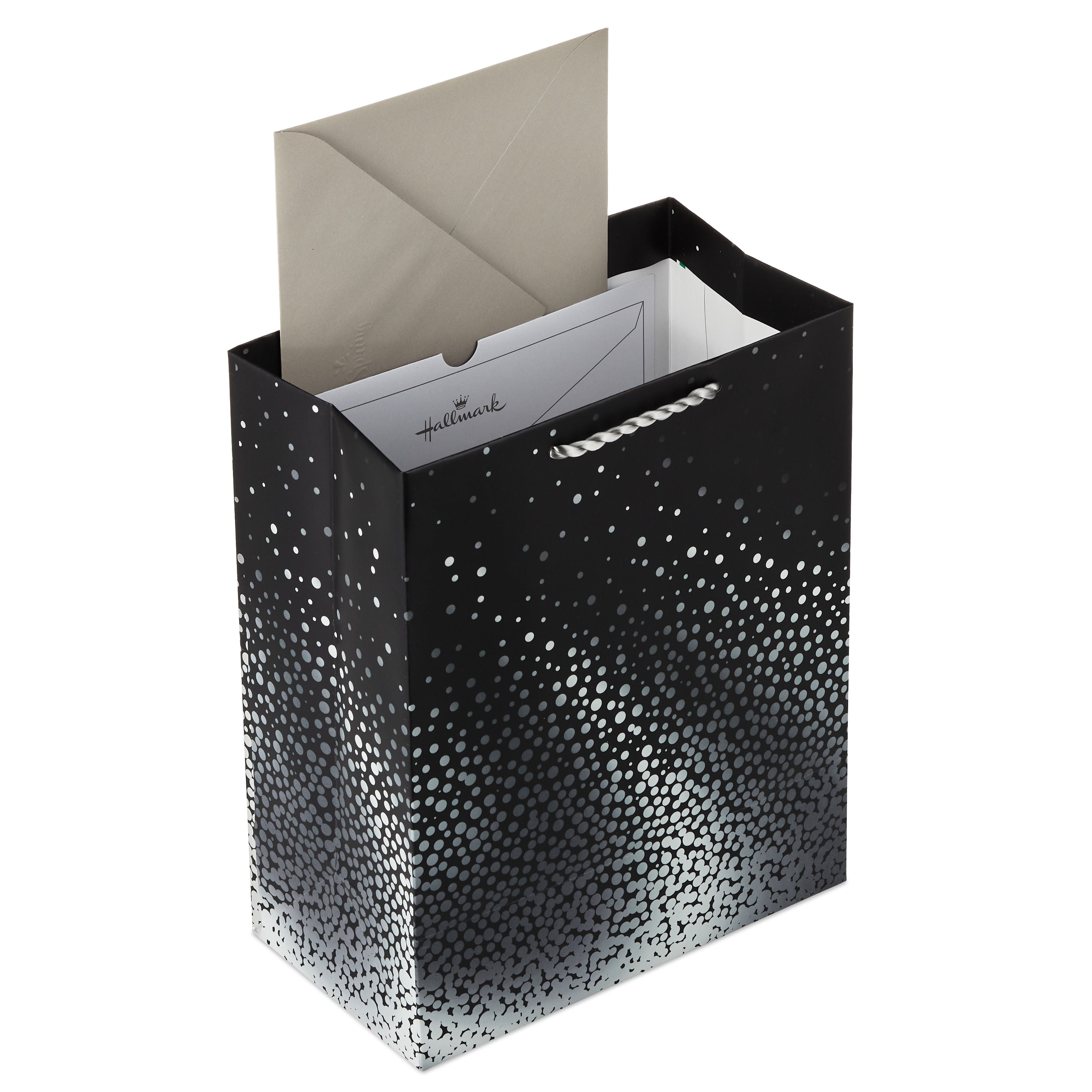Hallmark Medium Gift Bag (Black with Cascading Silver Dots)