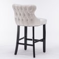 thumbnail image 5 of Smilegend Set of 2 Velvet Upholstered Barstools, Wingback Counter Height Chairs with Button Tufted Backrest, Wooden Legs and Chrome Nailhead Trim, Modern Leisure Bar Chairs (Beige), 5 of 8