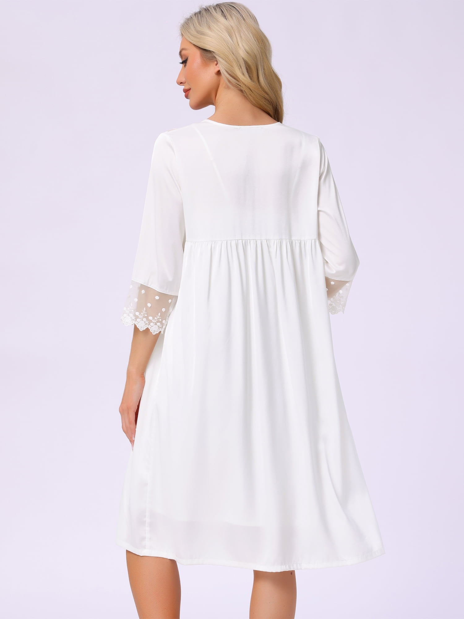 DARING DIVA Silky Nightgown Robe Set Satin Camisole Pajama 2 Pieces L White