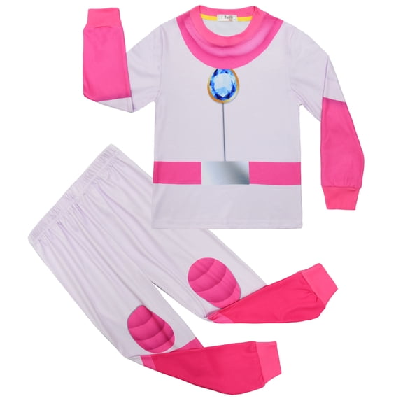 Rongking Princess Pink 2-Piece Pajamas Sets for Girls, Long Sleeve Suit, Size 3-9 Year