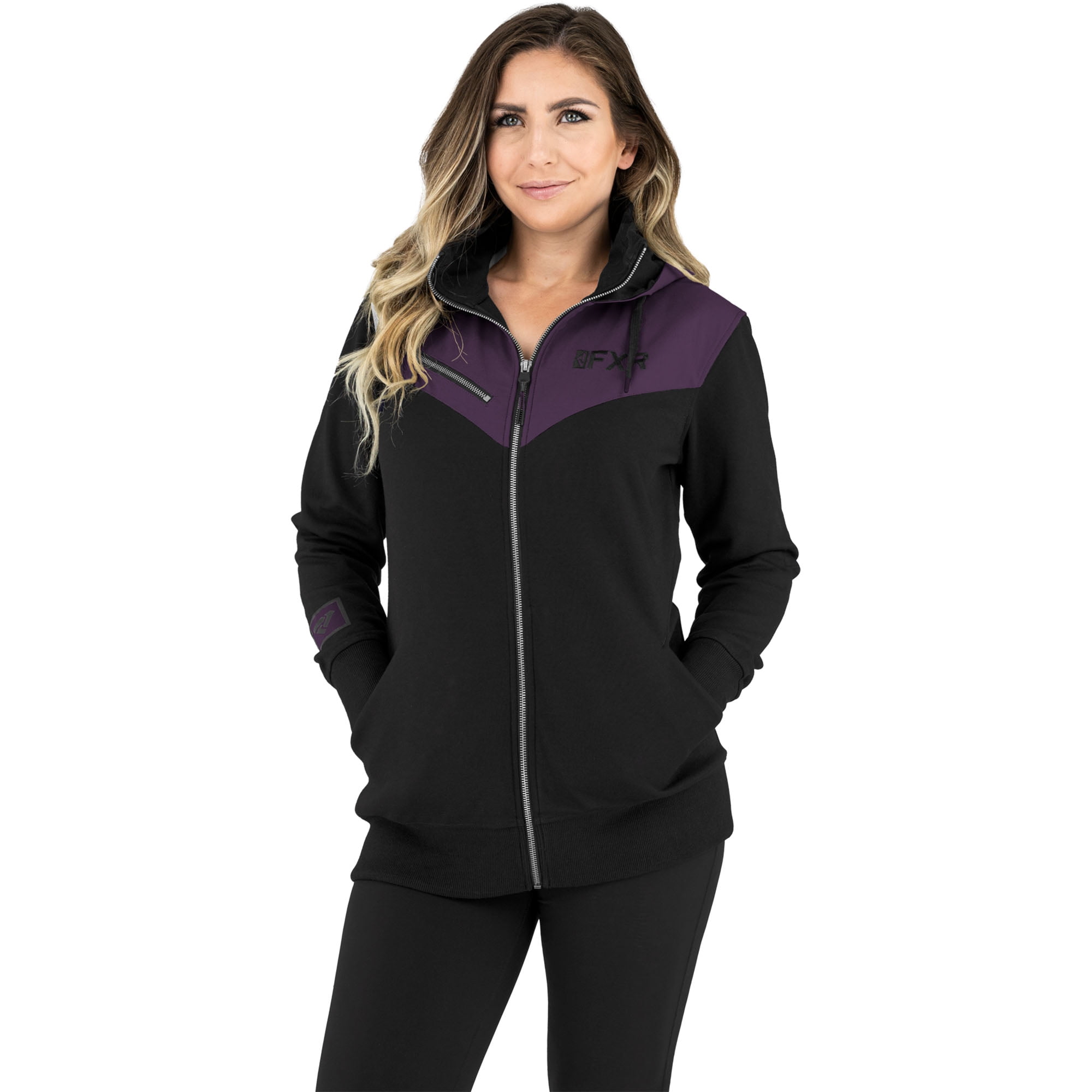 FXR Black Plum Womens Task Hoodie Soft Warm Cotton Blend Zippered