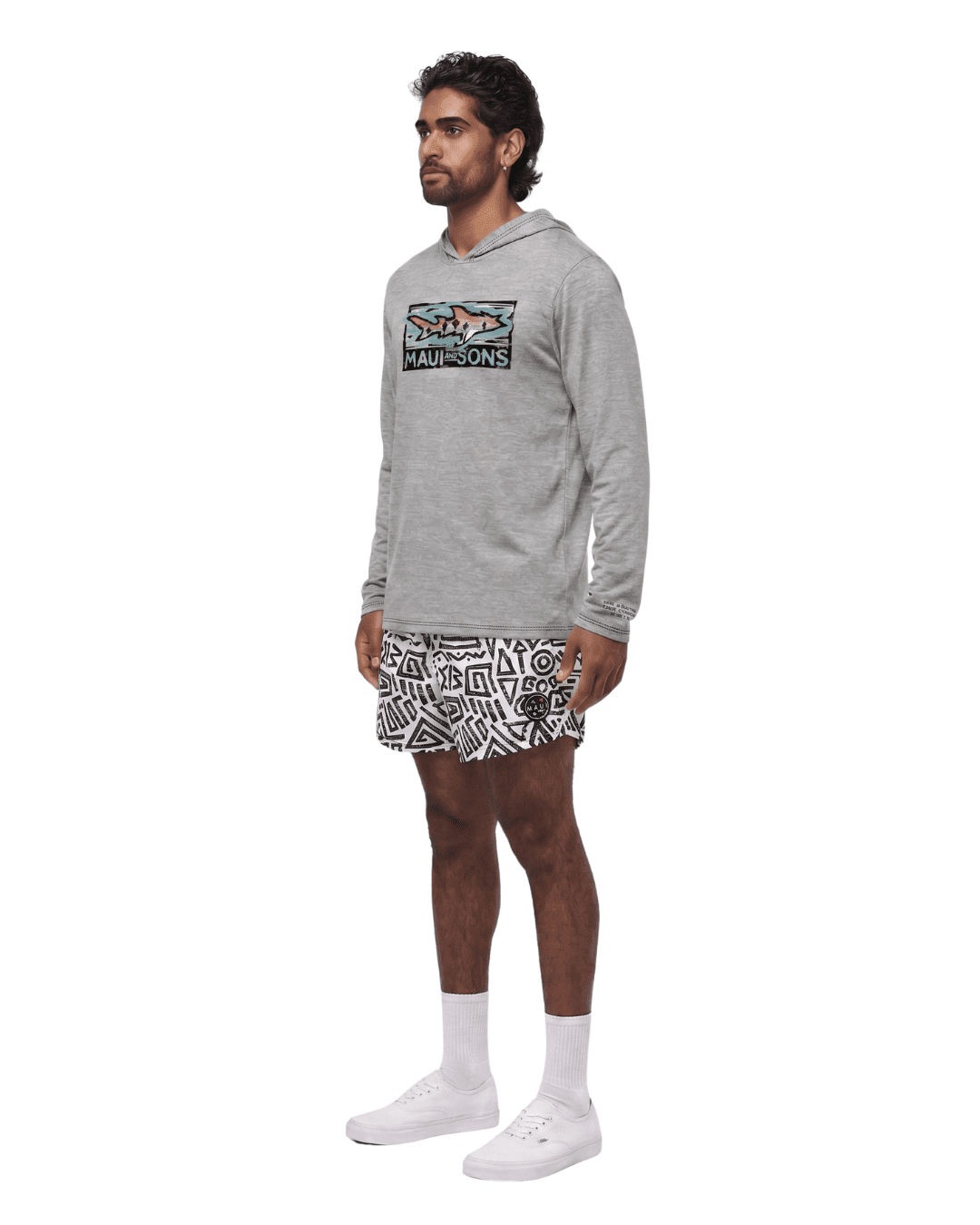 Maui and Sons Classic Cookie White Hooded Long Sleeve Sun Shirt