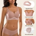 thumbnail image 3 of Qylux Women's Wireless Bra - Full Coverage Seamless Soft Support Bra,Comfortable T-Shirt Bra for Everyday Wear,Mauve,L, 3 of 7