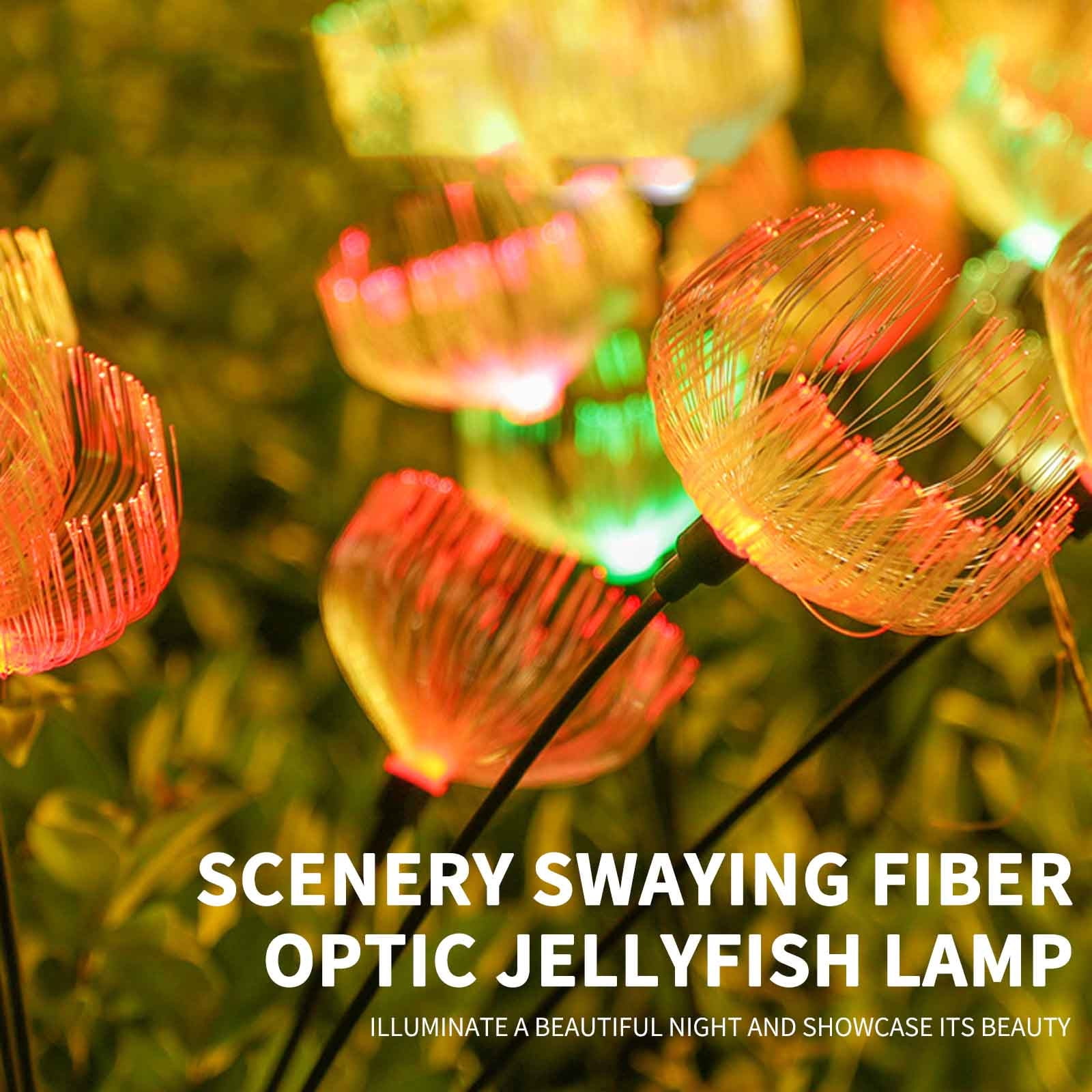 cpengpj Solar Fiber Jellyfish Outdoor Lamp with RGB Gradient, IP65 Waterproof Solar Garden Lights, Auto On/Off and 6Hrs Lighting, High-Strength ABS for Yard, Garden, Pathway Decoration