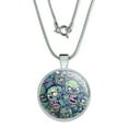 thumbnail image 1 of Zombie Pattern Dead Corpses Undead Horror 1" Pendant with Sterling Silver Plated Chain, 1 of 4