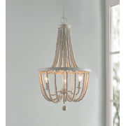 Regas White with Weathered Wood Beads 3 Light Chandelier