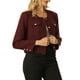 thumbnail image 4 of BLAZER CORTO DE TRABAJO PARA MUJER CHIC INSPIRADOR DE MANGA LARGA ELEGANTE CHAQUETA DE TWEED M ROJO VINO, 4 of 5